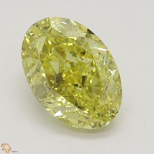 1.06 ct, Natural Fancy Intense Yellow Even Color, VS2, Oval cut Diamond (GIA Graded), Appraised Value: $19,100 
