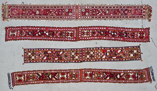 4 Old Finely Embroidered Textiles With Mirror work