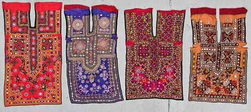 4 Old Finely Embroidered Choli Fronts, Sind, Pakistan