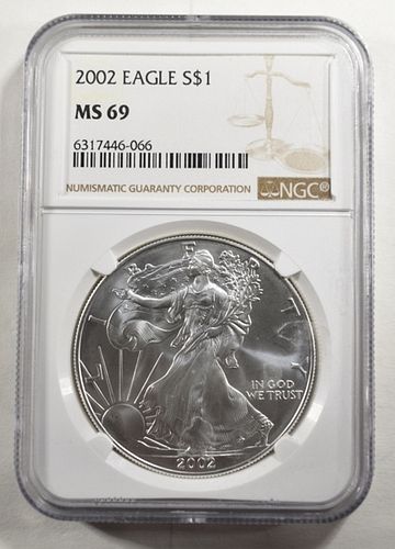 2002 AMERICAN SILVER EAGLE  NGC MS-69