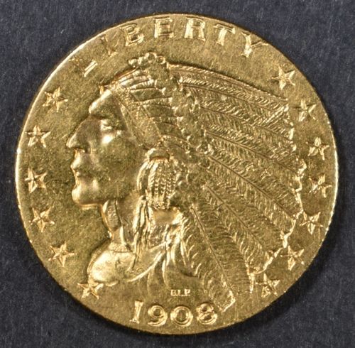 1908 $2.5 GOLD INDIAN  CH BU