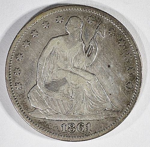 1861 SEATED LIBERTY HALF DOLLAR  XF