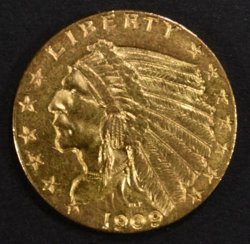 1909 GOLD $2.5 INDIAN  CH BU