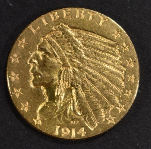 1914 GOLD $2.5 INDIAN  CH BU