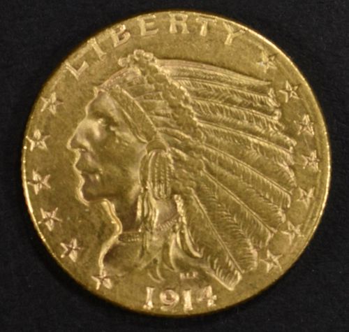 1914-D GOLD $2.5 INDIAN  BU