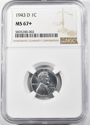 1943-D LINCOLN CENT  NGC MS-67+