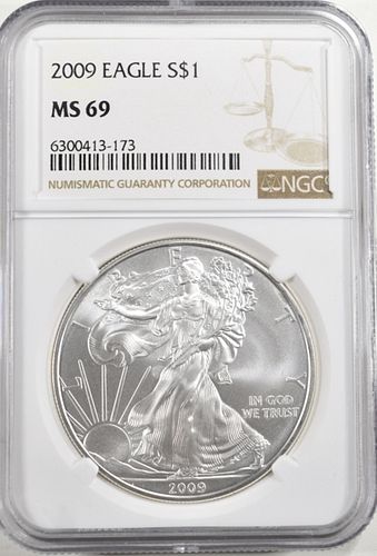 2009 AMERICAN SILVER EAGLE NGC MS-69