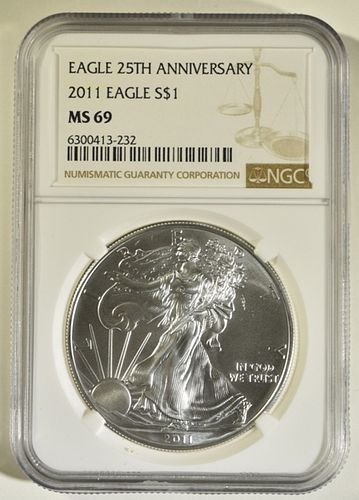 2011 AMERICAN SILVER EAGLE NGC MS-69