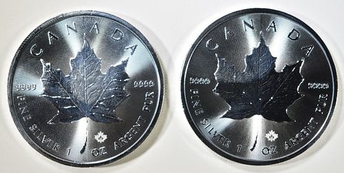 (2) 2022 CANADA MAPLE LEAF  1 OZ SILVER COINS