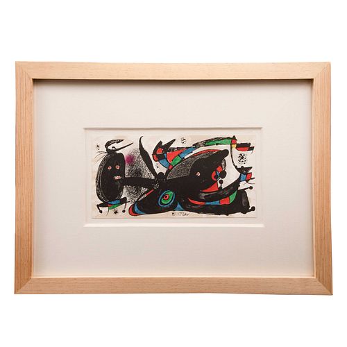 JOAN MIRÓ. Miró escultor, Gran Bretaña.  1975. Litografía sin número de tiraje. Firmada en plancha. Enmarcada