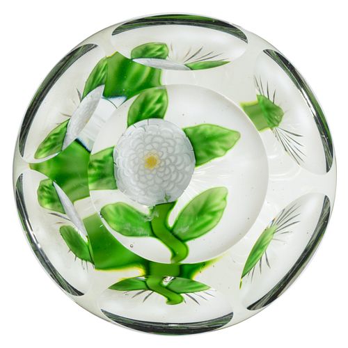 ANTIQUE BACCARAT CAMOMILE LAMPWORK ART GLASS MINIATURE PAPERWEIGHT,