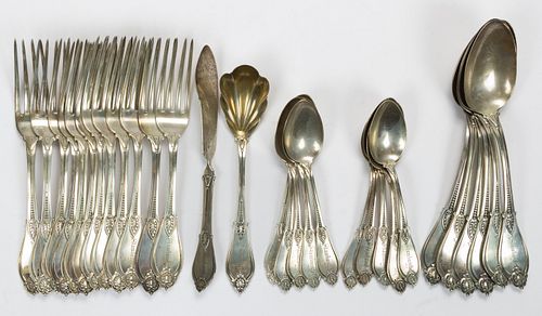 WHITING MFG. CO. "ARMOR" STERLING SILVER 30-PIECE FLATWARE SET, 