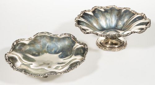 MEXICAN STERLING SILVER FOOTED DISHES, LOT OF TWO,