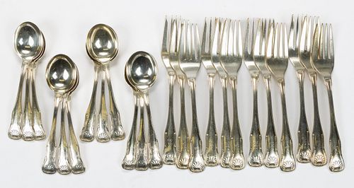 S. KIRK & SON "KING" STERLING SILVER 24-PIECE FORK AND SPOON SET,