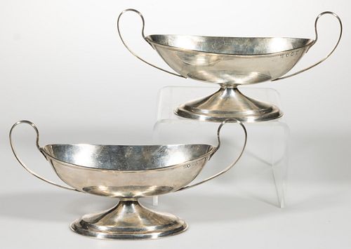 POSSIBLY HANAU, GERMAN SILVER FOOTED DISHES, PAIR,