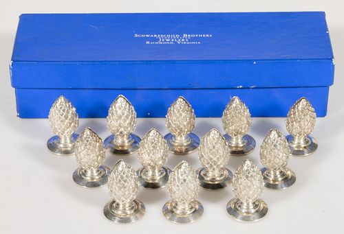 TIFFANY & CO. FIGURAL STERLING SILVER 12-PIECE PLACE CARD HOLDER SET,