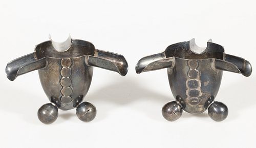 WILLIAM SPRATLING MEXICAN MODERNIST STERLING SILVER ASH RECEIVERS, PAIR,