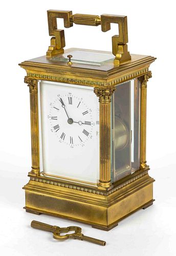 FRENCH GILT-BRASS GRANDE SONNERIE CARRIAGE CLOCK,