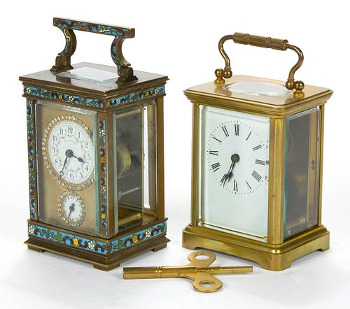FRENCH GILT-BRASS AND CHAMPLEVE CARRIAGE CLOCK,