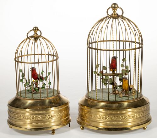 GERMAN WIND-UP MUSICAL BIRDCAGE AUTOMATON, LOT OF TWO,
