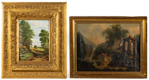 EUROPEAN SCHOOL (19TH / 20TH CENTURY) LANDSCAPE PAINTINGS, LOT OF TWO,