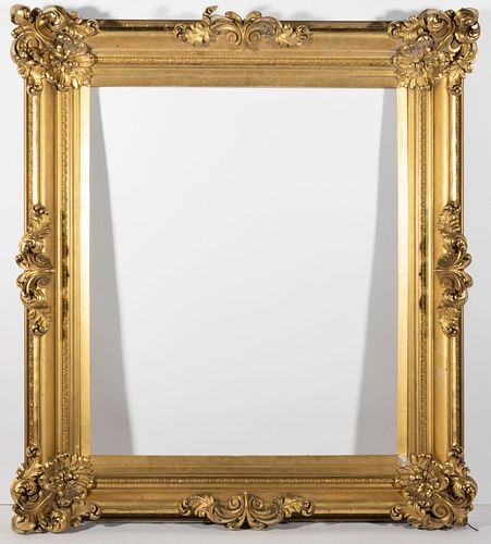 ANTIQUE GILT AND GESSO PICTURE FRAME,