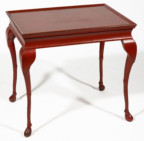 GEORGIAN-STYLE RED LACQUER STAND TABLE,