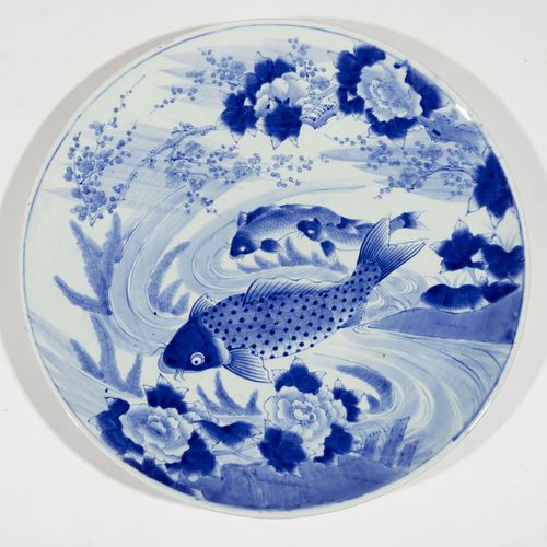 JAPANESE EXPORT PORCELAIN IMARI BLUE AND WHITE LARGE CHARGER,