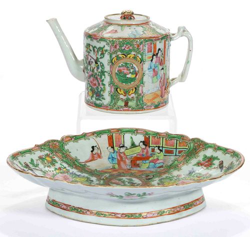 CHINESE EXPORT FAMILLE ROSE / ROSE MEDALLION PORCELAIN ARTICLES, LOT OF TWO,