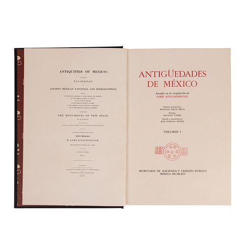 Kingsborough (Lord Edward King). Antigüedades de México. México, 1964. Facsimilar. Piezas: 4.