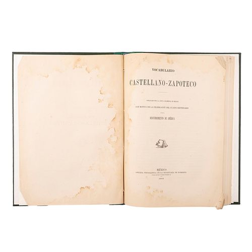 Vocabulario Castellano - Zapoteco. México: Oficina Tipográfica de la Secretaría de Fomento, 1893.