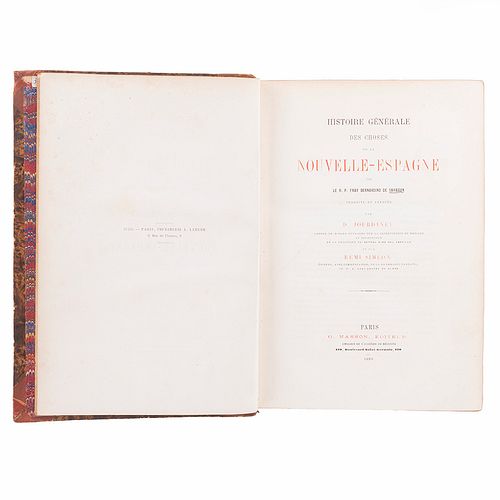 Sahagún, Bernardino de. Histoire Générale des Choses de la Nouvelle- Espagne. Paris: G. Masson, Éditeur, 1880. Un mapa a color.