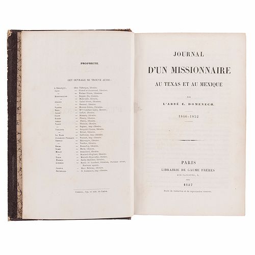 Domenech, Emmanuel. Journal d'Un Missionnaire au Texas et au Mexique. Paris: Librairie de Gaume Frères, 1857.
