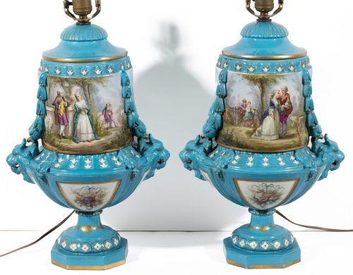 FRENCH SEVRES-STYLE PORCELAIN PAIR OF LAMPS, 