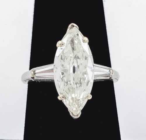 Platinum Diamond Ring MQ  2.90 K/SI2