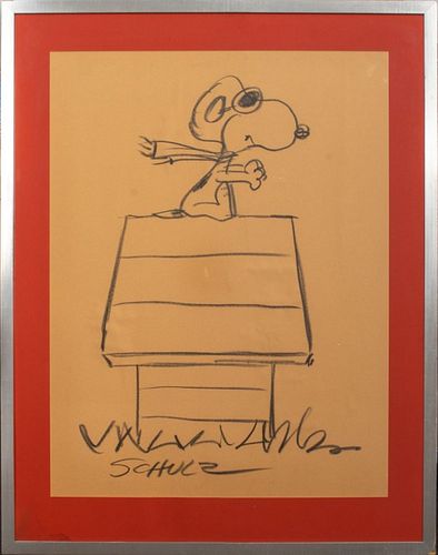 Charles Schulz "Pilot Snoopy" Graphite on Paper