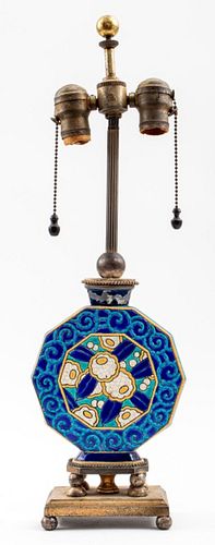 Longwy Art Deco Pottery Vase Table Lamp