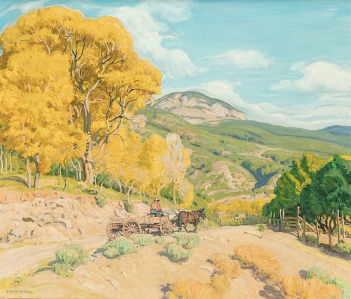 E. Martin Hennings (1886 - 1956) The Wagon Road, Circa 1940's