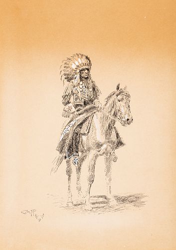 Charles Marion Russell (1864 - 1926) Indian on Horseback