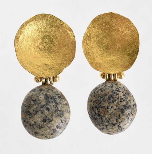 Sam Shaw 22k Gold and Stone Earrings