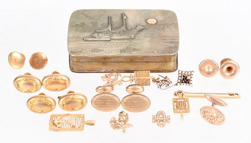 Group of Estate Gold and a Mixed Metal Box