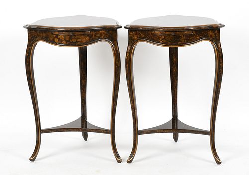 A Pair of Louis XV Style Lacquered Salon Tables