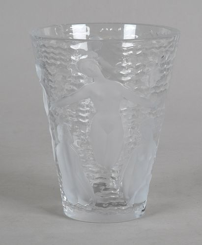 A Lalique frosted and clear glass vase: Ondine