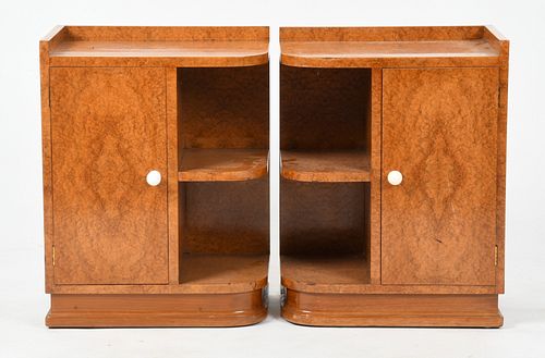 A Pair of Art Deco Burlwood Side Cabinets