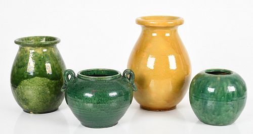 Four French Glazed Earthenware Pottery Vessels