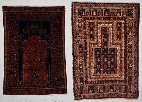 2 Vintage Baluch Prayer Rugs, Afghanistan