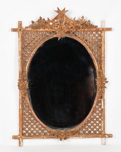 Neoclassical Style Faux Bamboo Giltwood Mirror
