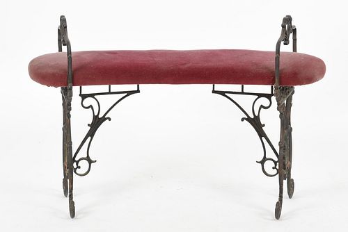 A Cast Iron Kidney Form Bench