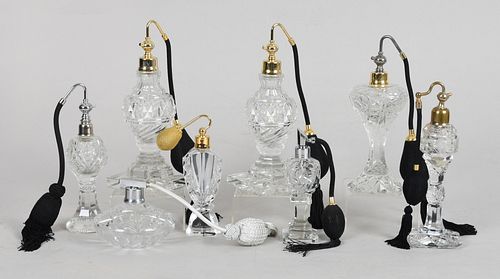 A Group of Cut Crystal Scent Bottles