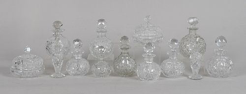 A Group of Good Cut Glass Scent Bottles, Etc...